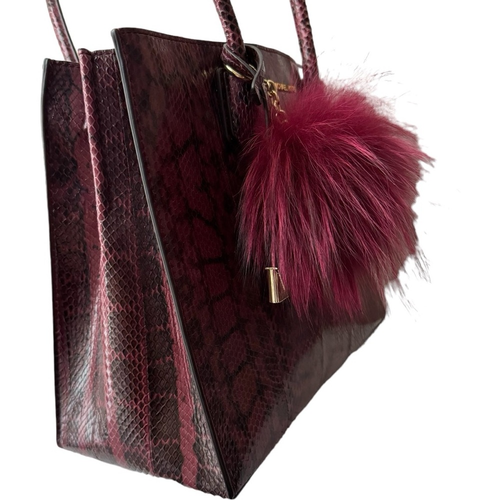 Michael Kors | Red Large Mercer Genuine Snakeskin Tote Bag - Picture 3 of 15